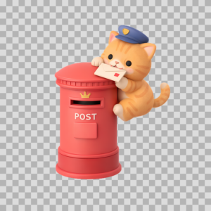 Cute Kawaii Orange Cat Mailman Free PNG
