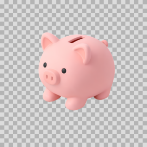 3D Isometric Pink Piggy Bank – Free PNG