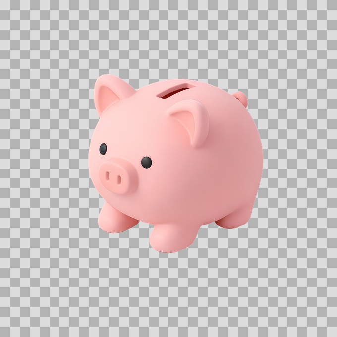3D Isometric Pink Piggy Bank - Free PNG mockup
