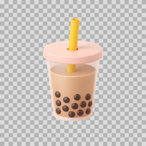 3D Isometric Bubble Tea Cup Free PNG