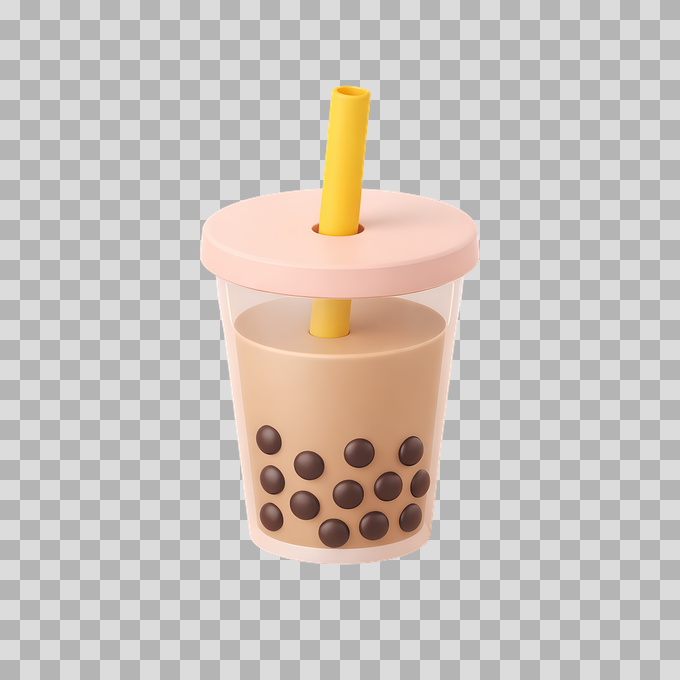 3D Isometric Bubble Tea Cup Free PNG mockup