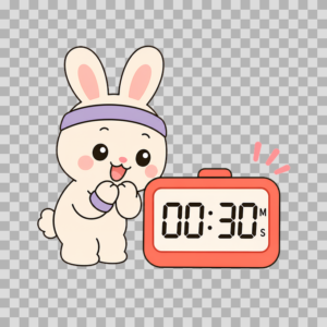 Cute Bunny Timer ADHD Planner Illustration Free PNG