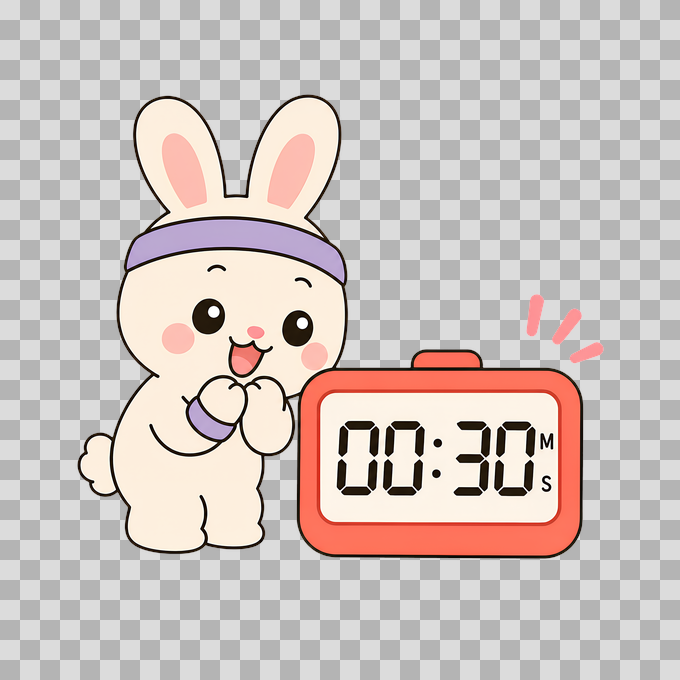 Cute Bunny Timer ADHD Planner Illustration Free PNG mockup