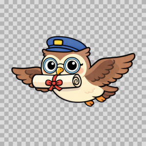 Cute Mail Carrier Owl with Letter Free PNG