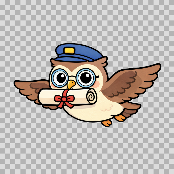 Cute Mail Carrier Owl with Letter Free PNG mockup