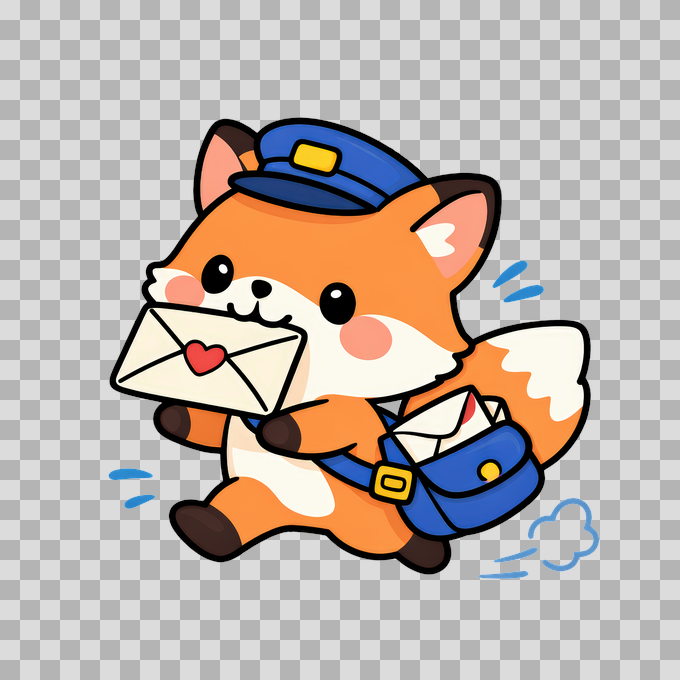 Cute Orange Fox Mailman with Letters Free PNG mockup