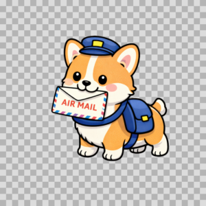 Cute Corgi Mail Carrier Illustration Free PNG