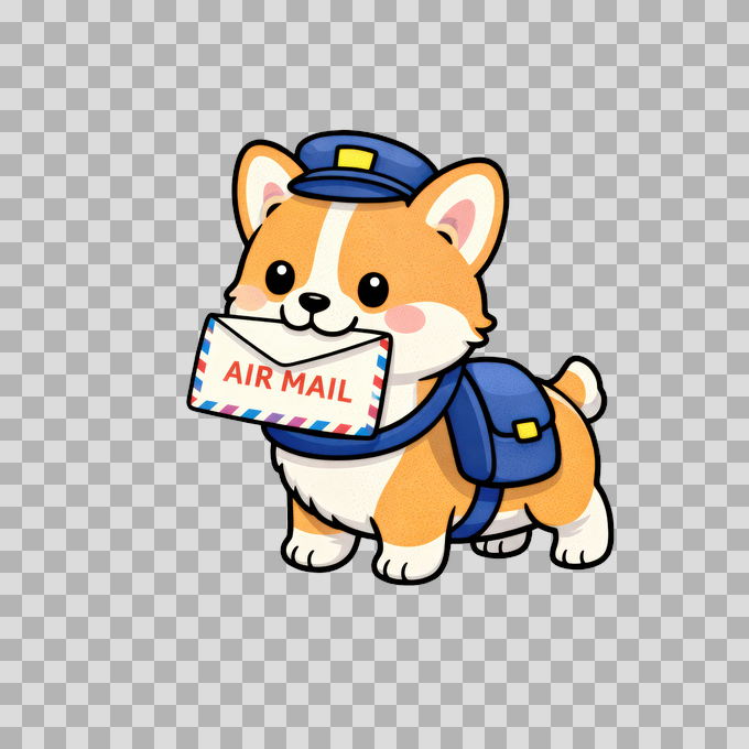 Cute Corgi Mail Carrier Illustration Free PNG mockup