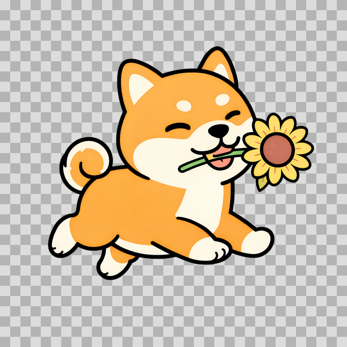 Happy Shiba Inu with Sunflower Free PNG mockup