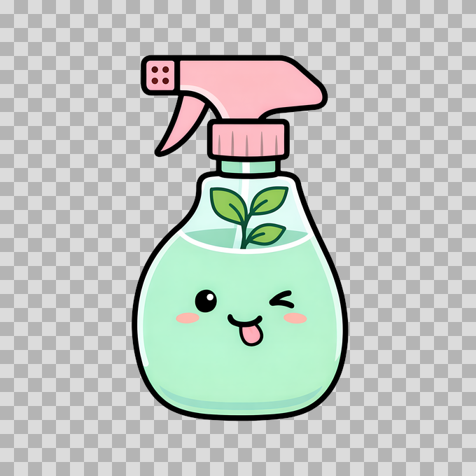 Cute Spray Bottle Plant Character Free PNG mockup
