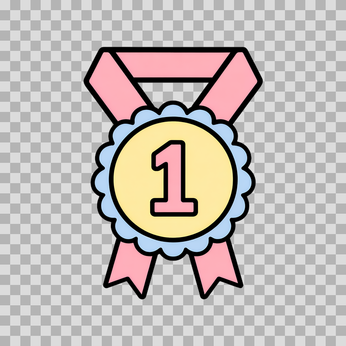 First Place Medal with Pink Ribbon - Free PNG mockup