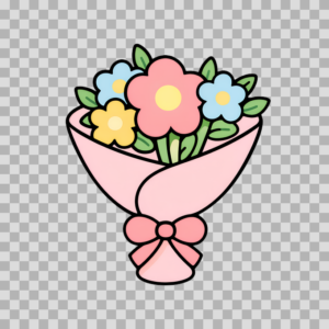 Pastel Flower Bouquet Illustration – Free PNG