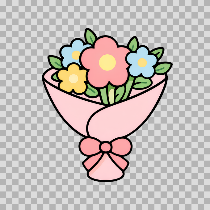 Pastel Flower Bouquet Illustration - Free PNG mockup