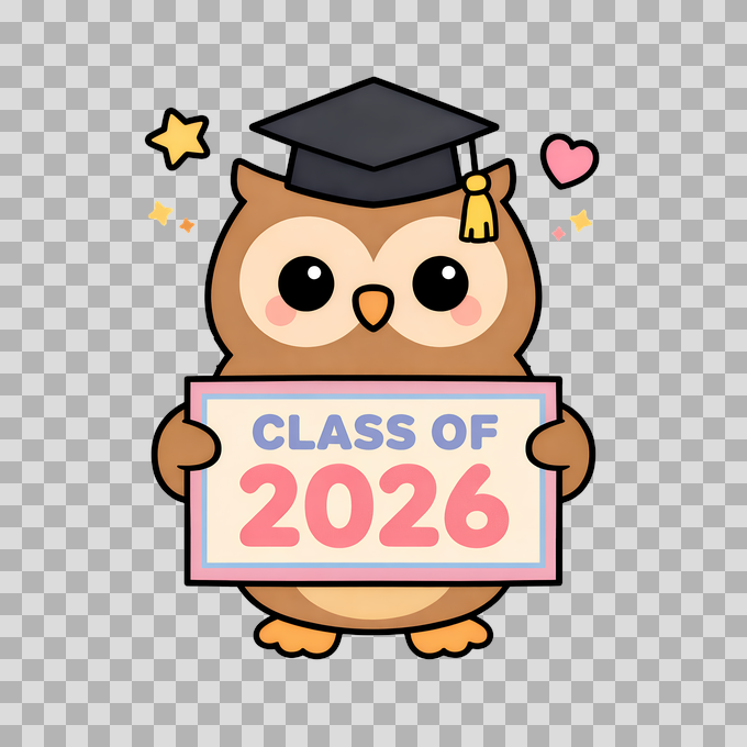 Graduation Owl Class of 2026 Clipart Free PNG mockup