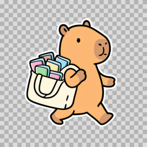 Cute Capybara with Stickers Bag Free PNG