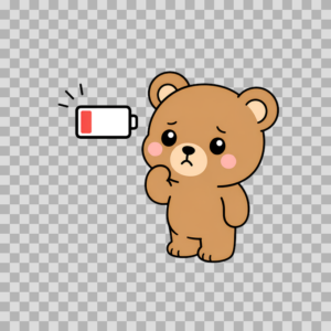 Tired Bear Low Battery Mental Health Free PNG