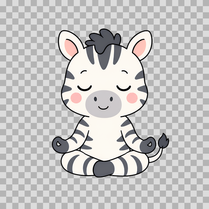 Cute Zen Zebra Meditation Self Care Free PNG mockup