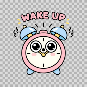 Cute Wake Up Alarm Clock Illustration Free PNG
