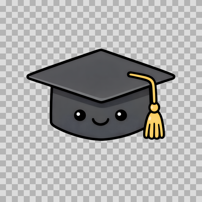 Cute Smiling Graduation Cap Character Free PNG mockup