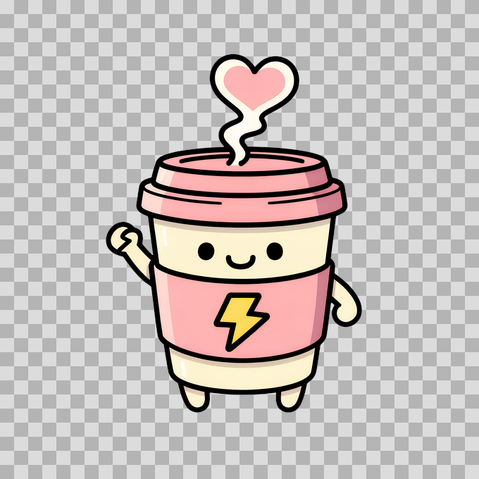 Cute Coffee Cup Character with Heart - Free PNG mockup