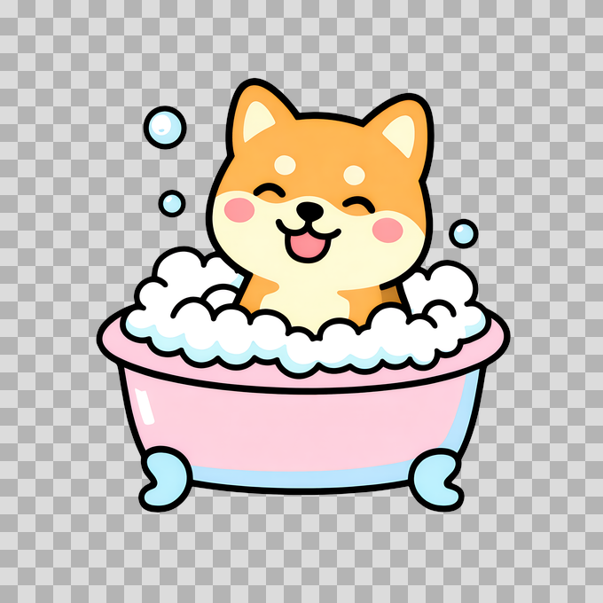 Happy Shiba Inu Dog in Bubble Bath Free PNG mockup