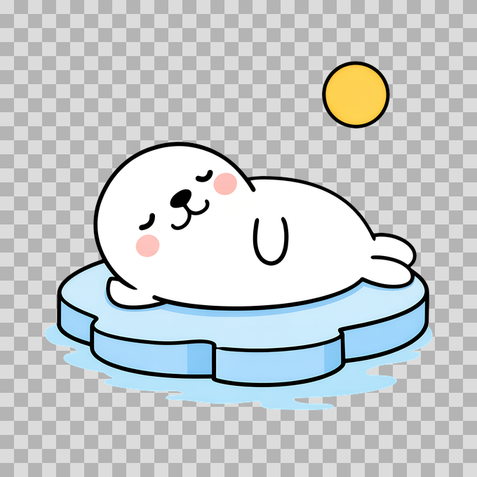 Cute Seal Relaxing in Water - Self Care Animals Free PNG mockup