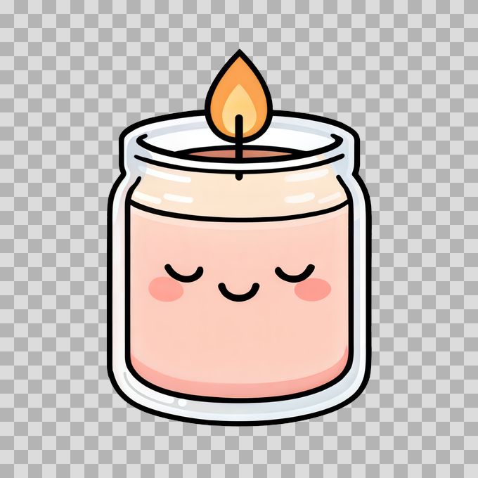 Cute Kawaii Aroma Candle Character Free PNG mockup