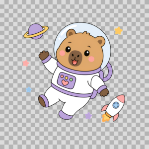 Cute Astronaut Bear in Space – Free PNG