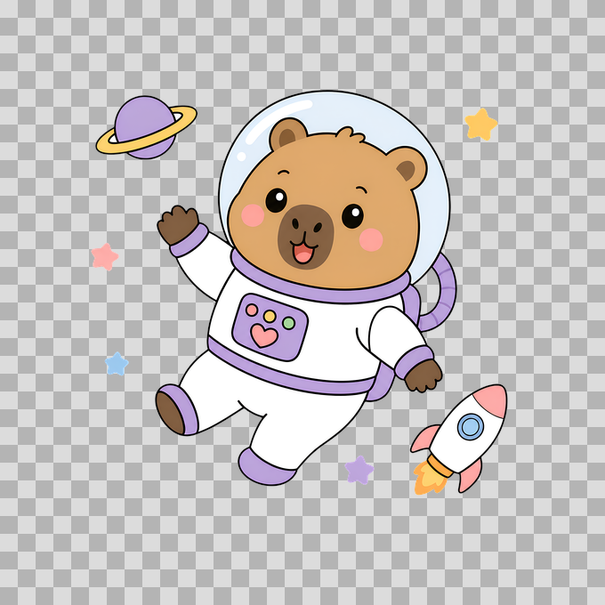 Cute Astronaut Bear in Space - Free PNG mockup