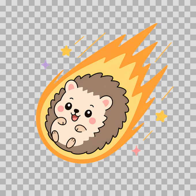 Cute Hedgehog Meteor Space Galaxy Free PNG mockup