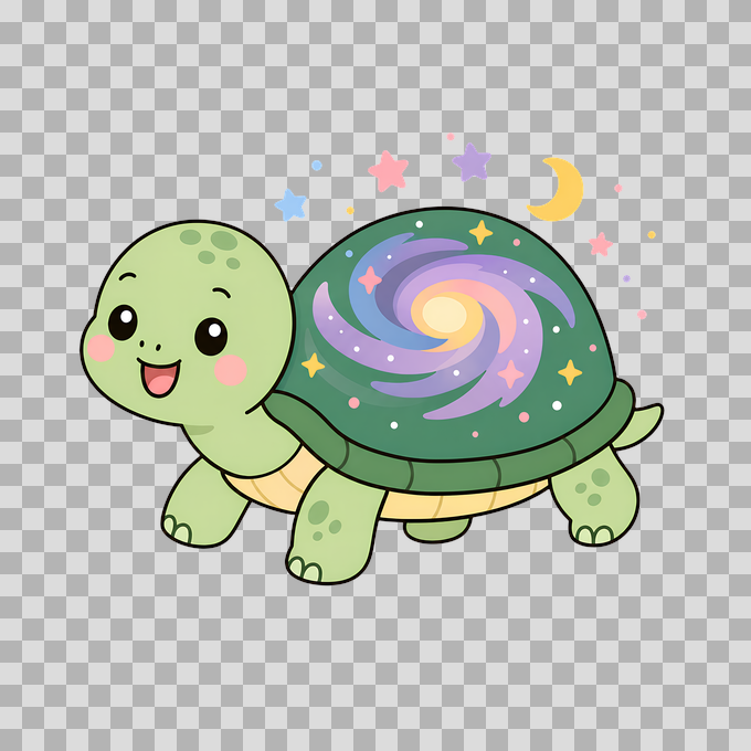 Cute Space Turtle Galaxy Shell Free PNG mockup