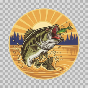 Largemouth Bass Fishing Illustration Free PNG