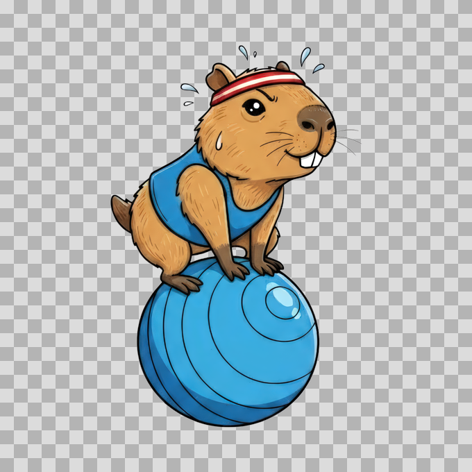 Capybara Balancing on Blue Ball Free PNG mockup