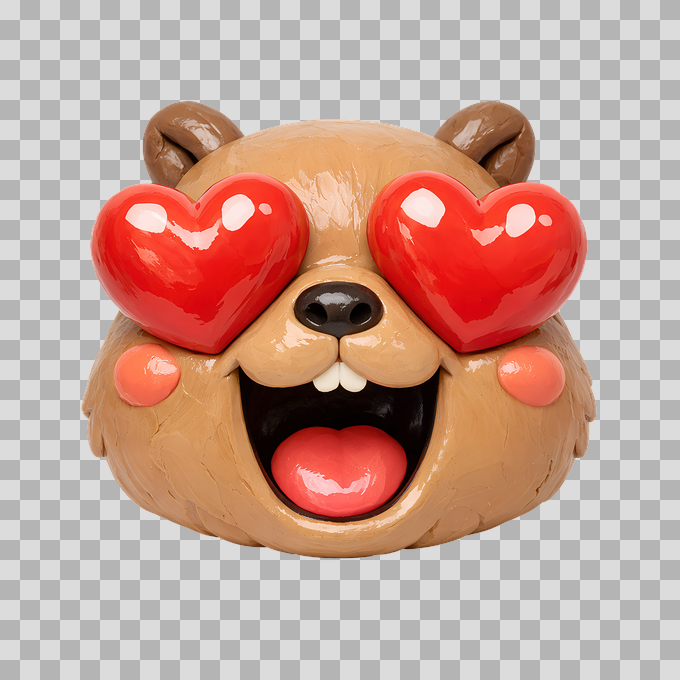 Capybara Love Expression 3D Art Free PNG mockup
