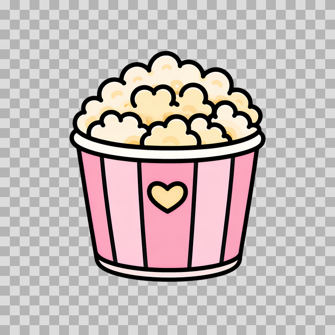 Pink Popcorn Bucket with Heart - Free PNG mockup