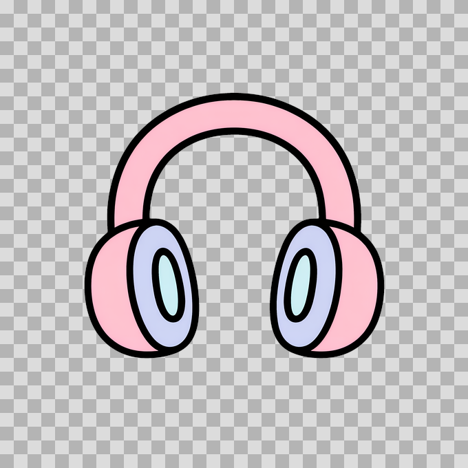 Pink Over-Ear Headphones Illustration Free PNG mockup