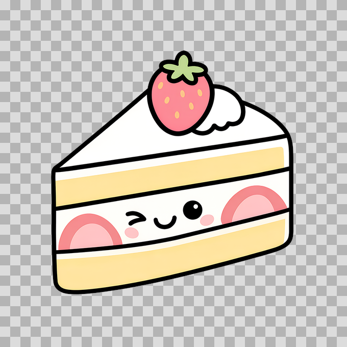Cute Cake Slice with Strawberry - Free PNG mockup