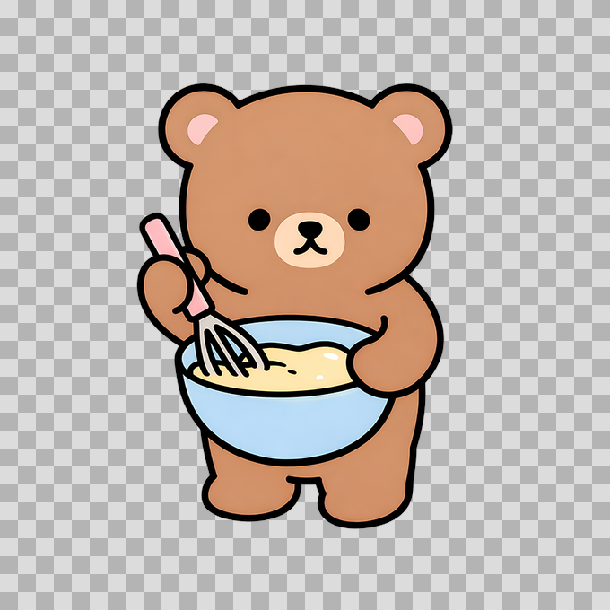 Cute Chef Bear Cooking with Whisk Free PNG mockup