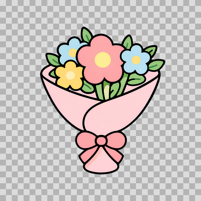 Flower Bouquet Illustration Free PNG mockup