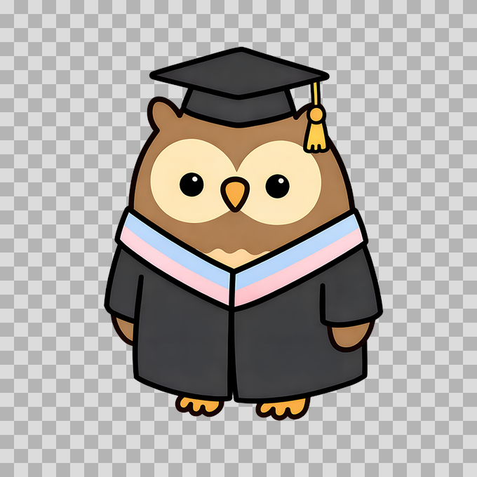 Cute Graduation Owl with Cap and Gown - Free PNG mockup