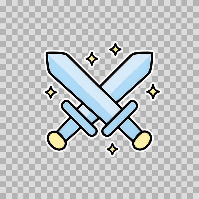 Crossed Swords with Sparkles Sticker Free PNG mockup